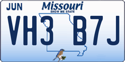 MO license plate VH3B7J