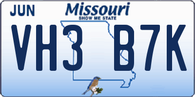 MO license plate VH3B7K