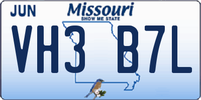 MO license plate VH3B7L