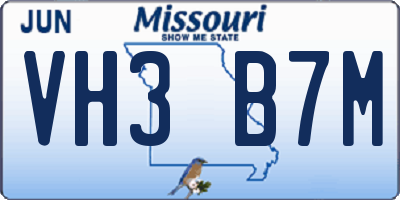 MO license plate VH3B7M