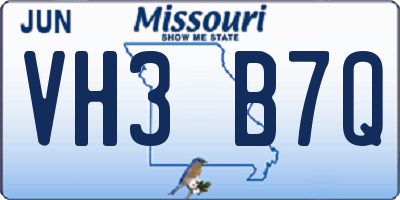 MO license plate VH3B7Q