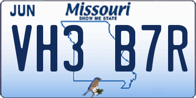 MO license plate VH3B7R