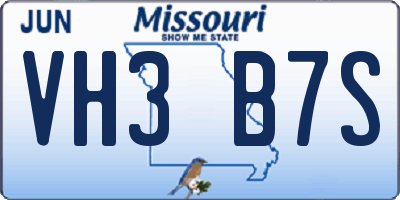 MO license plate VH3B7S