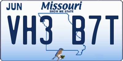 MO license plate VH3B7T