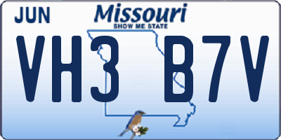 MO license plate VH3B7V