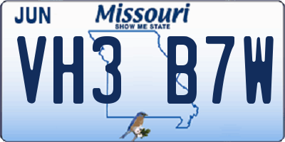 MO license plate VH3B7W