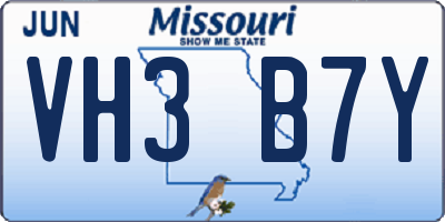 MO license plate VH3B7Y