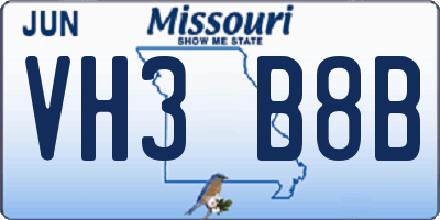 MO license plate VH3B8B