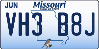MO license plate VH3B8J