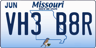 MO license plate VH3B8R