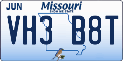 MO license plate VH3B8T