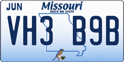 MO license plate VH3B9B