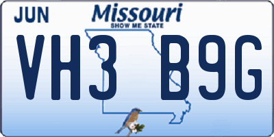 MO license plate VH3B9G