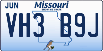 MO license plate VH3B9J