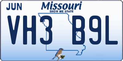 MO license plate VH3B9L