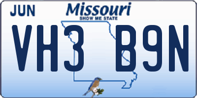 MO license plate VH3B9N