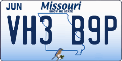 MO license plate VH3B9P