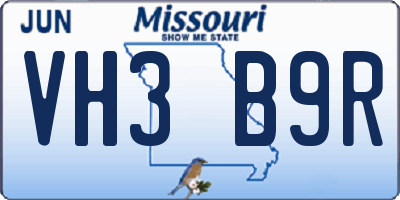 MO license plate VH3B9R