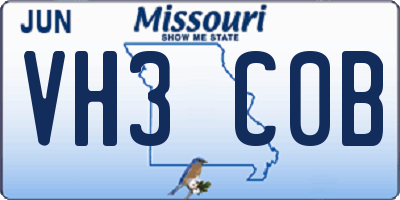 MO license plate VH3C0B