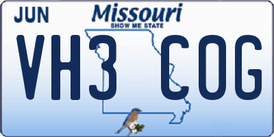 MO license plate VH3C0G