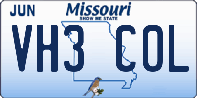 MO license plate VH3C0L