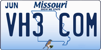 MO license plate VH3C0M