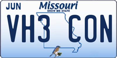 MO license plate VH3C0N