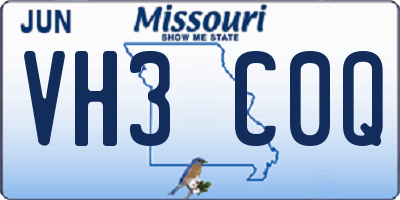 MO license plate VH3C0Q