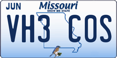 MO license plate VH3C0S