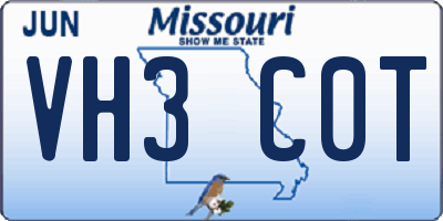 MO license plate VH3C0T