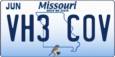 MO license plate VH3C0V