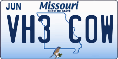 MO license plate VH3C0W