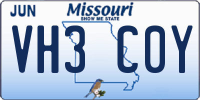 MO license plate VH3C0Y