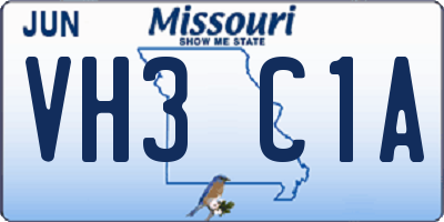 MO license plate VH3C1A
