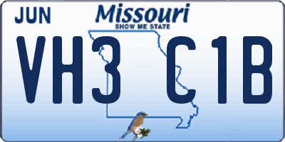 MO license plate VH3C1B