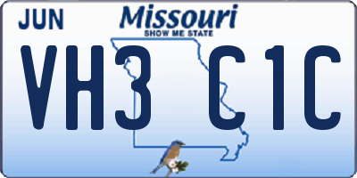 MO license plate VH3C1C