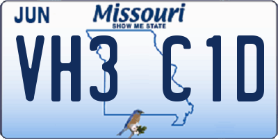 MO license plate VH3C1D