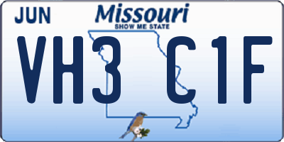 MO license plate VH3C1F