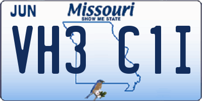 MO license plate VH3C1I
