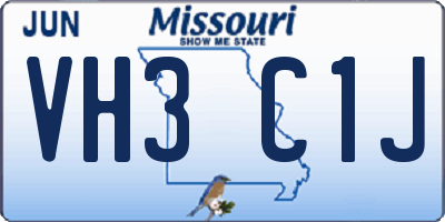MO license plate VH3C1J