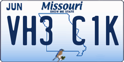 MO license plate VH3C1K