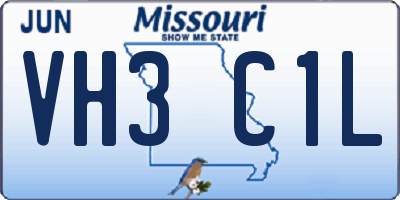 MO license plate VH3C1L