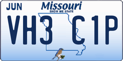MO license plate VH3C1P