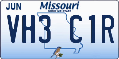 MO license plate VH3C1R