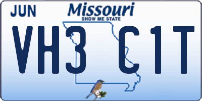 MO license plate VH3C1T