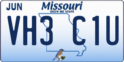 MO license plate VH3C1U
