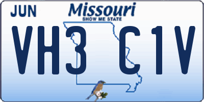 MO license plate VH3C1V