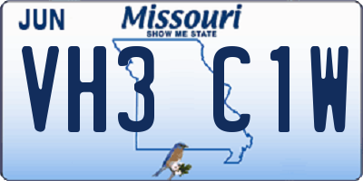 MO license plate VH3C1W