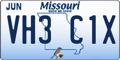 MO license plate VH3C1X