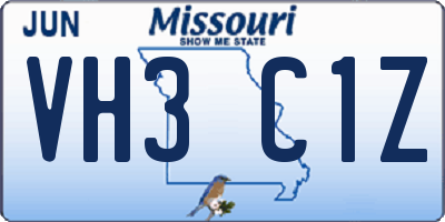 MO license plate VH3C1Z